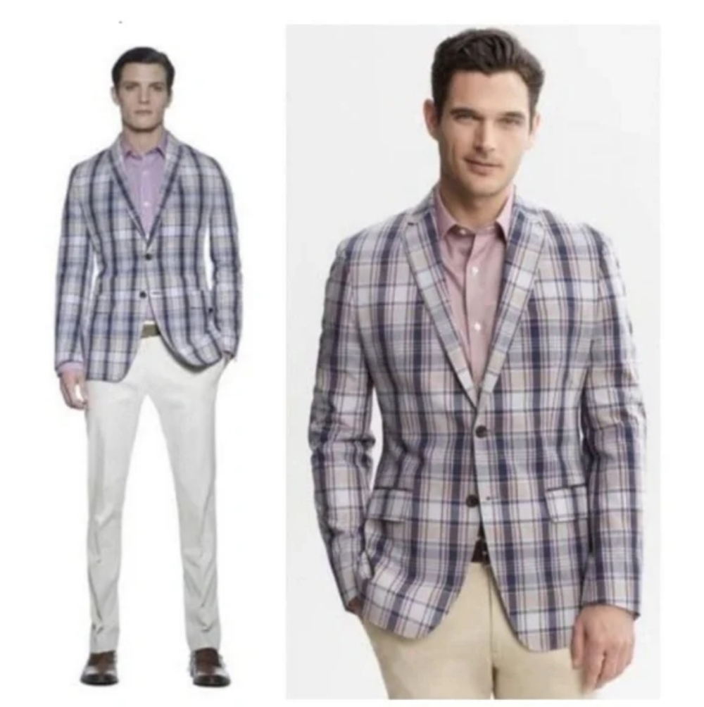 Mad Men x Banana Republic Empire Plaid Sports Coat Blazer Jacket 38S